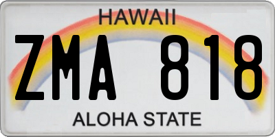 HI license plate ZMA818