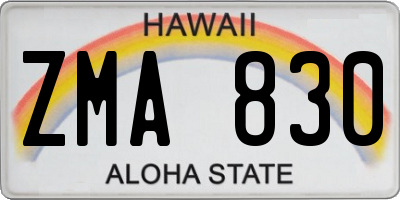 HI license plate ZMA830