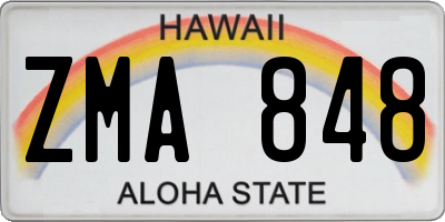 HI license plate ZMA848