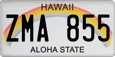 HI license plate ZMA855