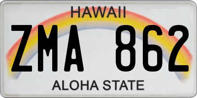 HI license plate ZMA862