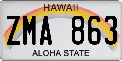 HI license plate ZMA863