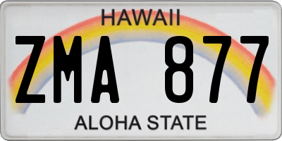 HI license plate ZMA877