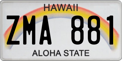 HI license plate ZMA881