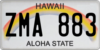 HI license plate ZMA883