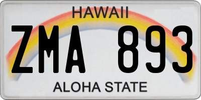 HI license plate ZMA893