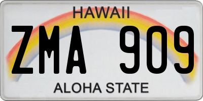 HI license plate ZMA909