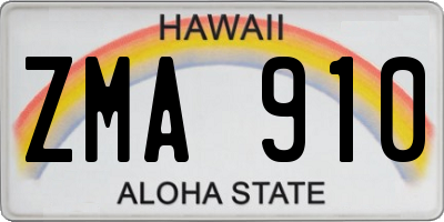 HI license plate ZMA910