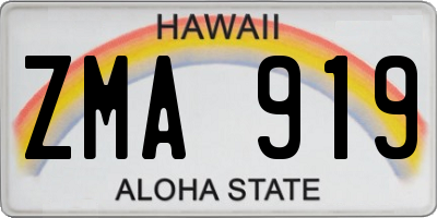 HI license plate ZMA919