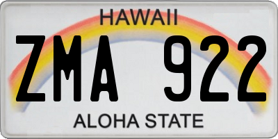HI license plate ZMA922