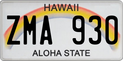 HI license plate ZMA930