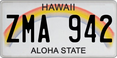 HI license plate ZMA942