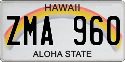HI license plate ZMA960