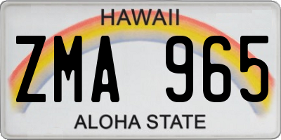 HI license plate ZMA965