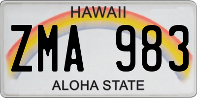 HI license plate ZMA983