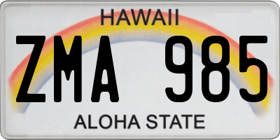 HI license plate ZMA985
