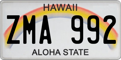 HI license plate ZMA992