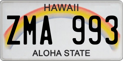 HI license plate ZMA993