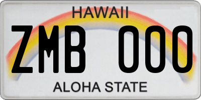 HI license plate ZMB000