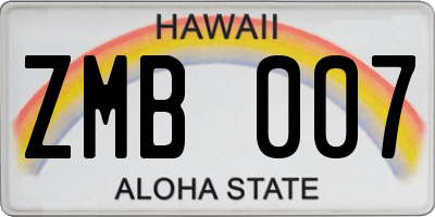 HI license plate ZMB007