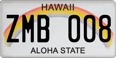 HI license plate ZMB008