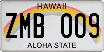 HI license plate ZMB009