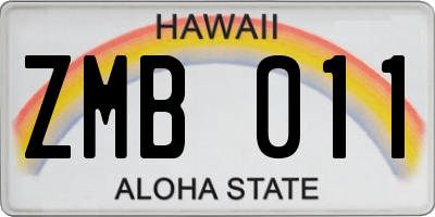 HI license plate ZMB011