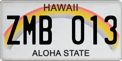 HI license plate ZMB013