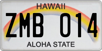 HI license plate ZMB014