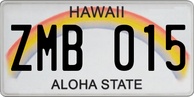 HI license plate ZMB015