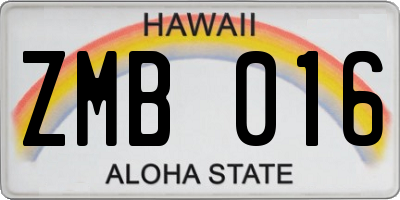 HI license plate ZMB016