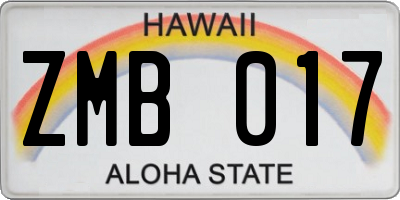HI license plate ZMB017