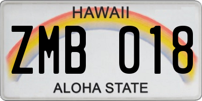 HI license plate ZMB018