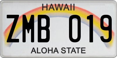 HI license plate ZMB019