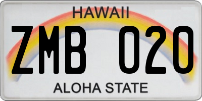HI license plate ZMB020