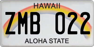 HI license plate ZMB022