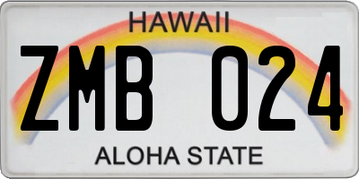 HI license plate ZMB024