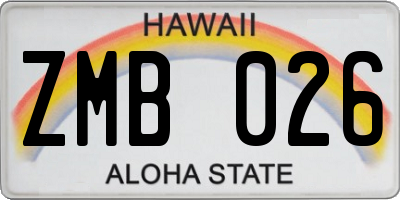HI license plate ZMB026