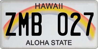 HI license plate ZMB027