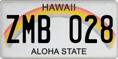 HI license plate ZMB028