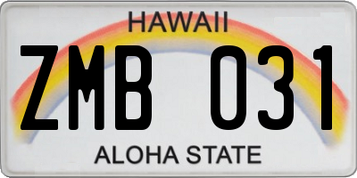 HI license plate ZMB031