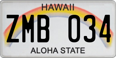 HI license plate ZMB034