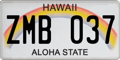 HI license plate ZMB037