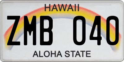 HI license plate ZMB040