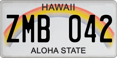 HI license plate ZMB042