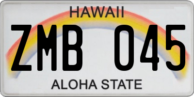 HI license plate ZMB045