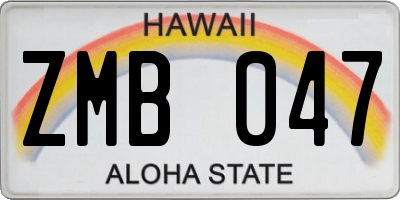 HI license plate ZMB047