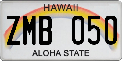 HI license plate ZMB050