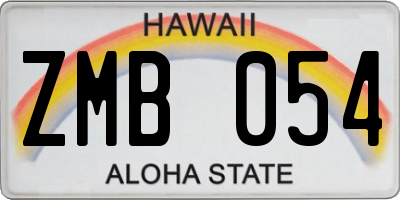HI license plate ZMB054