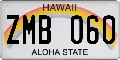 HI license plate ZMB060
